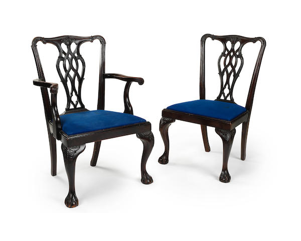 Appraisal: A set of eight Edwardian mahogany dining chairs in the