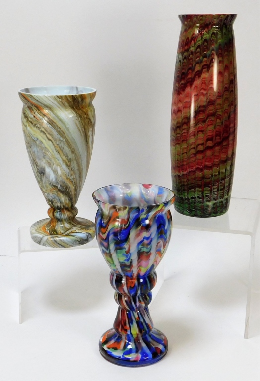 Appraisal: PC RINDSKOPF WELZ BOHEMIAN ART GLASS VASES Bohemia th CenturyLot