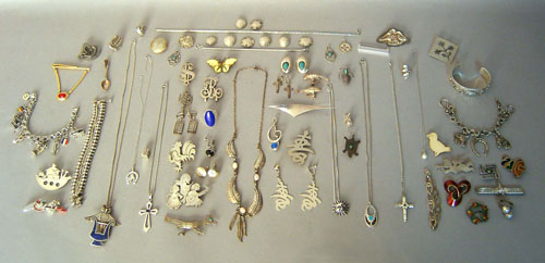 Appraisal: Sterling silver jewelry to include bracelets earrings pins rings etc