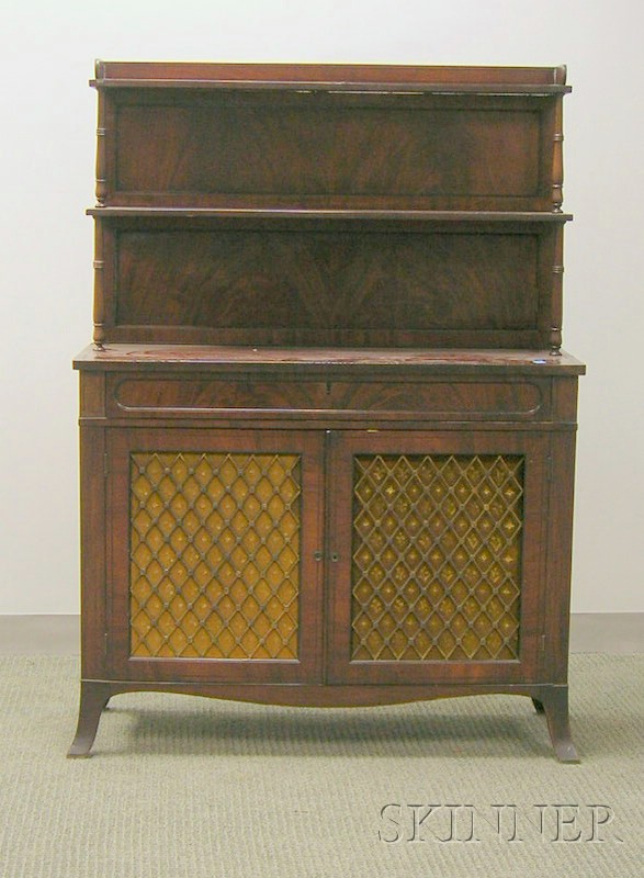 Appraisal: Regency-style Inlaid Mahogany and Mahogany Veneer Chiffonier th century ht