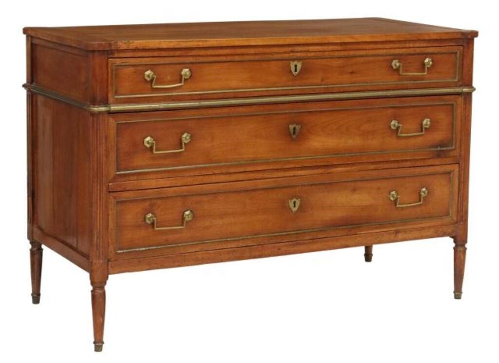 Appraisal: French Louis XVI style fruitwood commode th c three drawers