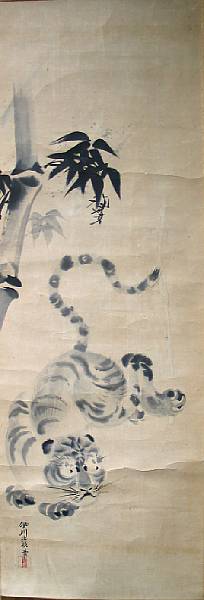 Appraisal: Anonymous th Century Tiger and Bamboo Hanging scroll ink on