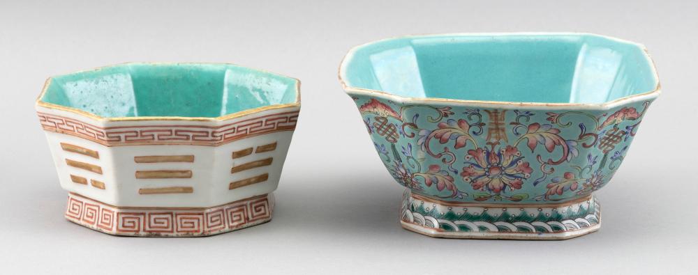 Appraisal: TWO CHINESE FAMILLE ROSE PORCELAIN FOOTED BOWLS LATE TH CENTURYTWO