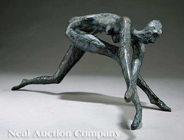 Appraisal: An American Bronze of a Nude Acrobat marked N numbered