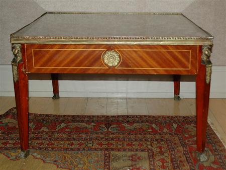 Appraisal: Empire Style Gilt-Metal Mounted Mahogany Inlaid Low Table Estimate -