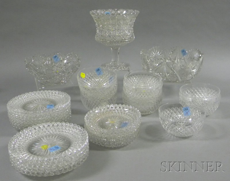 Appraisal: Partial Set of Twenty-six Pieces of Colorless Cut Glass Tableware