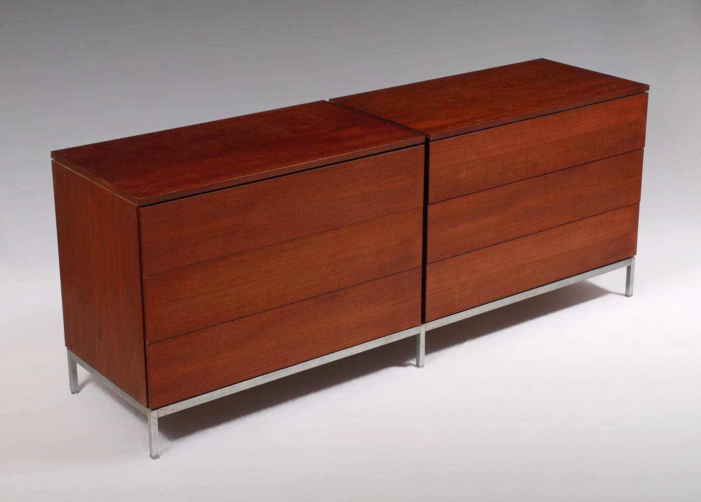 Appraisal: FLORENCE KNOLL TEAK DOUBLE DRESSER Mid-century modern teak - drawer