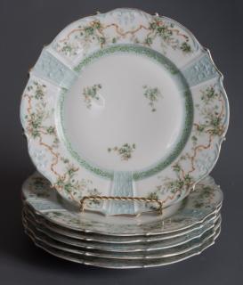 Appraisal: German China Plates Six With teal floral motif four marked