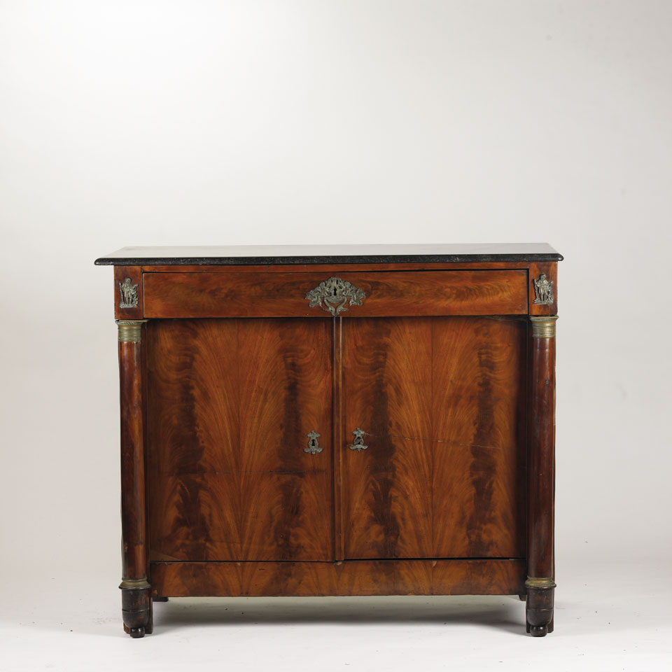 Appraisal: French Mahogany Side Cabinet with marble top early th century