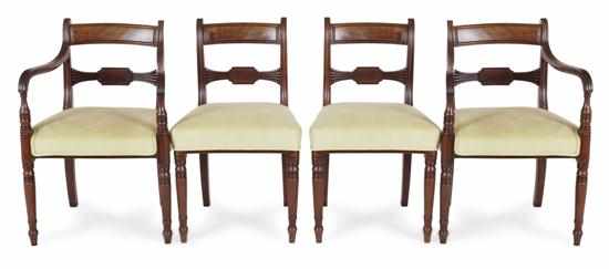 Appraisal: A SET OF EIGHT REGENCY MAHOGANY DINING CHAIRS Comprising six