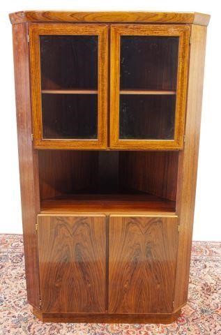 Appraisal: Danish mid-century modern rosewood corner cabinet c s upper section