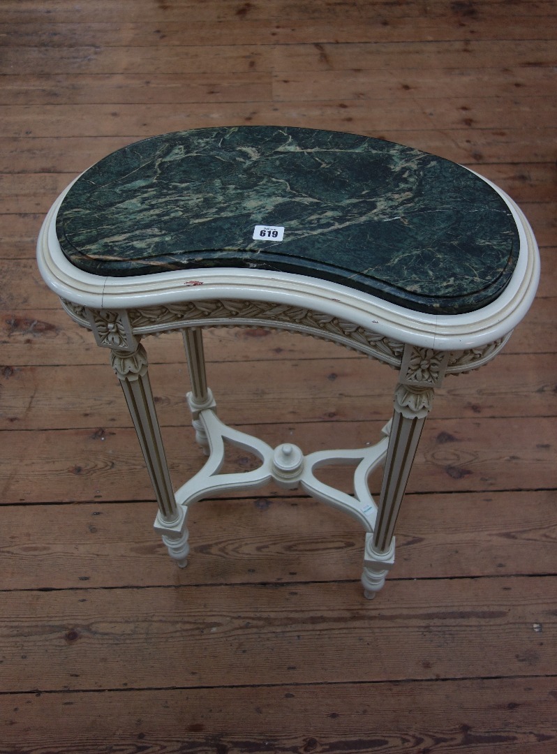 Appraisal: A reproduction Louis XVI style table ambulante kidney shape with