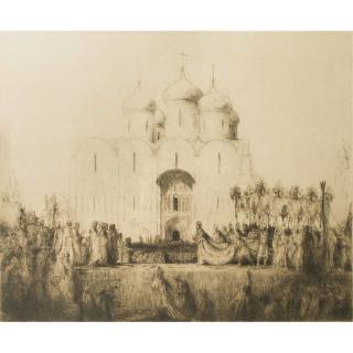 Appraisal: Marius Bauer Etching The Crowning of Nicholas II in Moscow