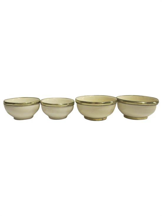 Appraisal: Sale Lot Four Silver-Plate Mounted Ceramic Bowls comprising two pairs