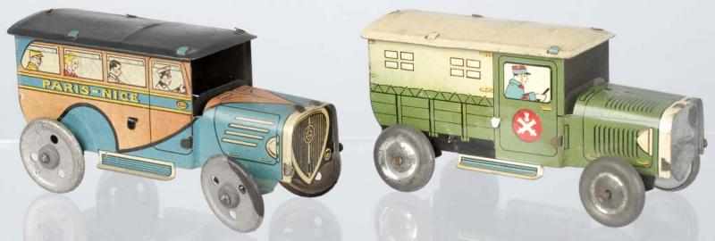 Appraisal: Lot of Tin Litho Vehicle Penny Toys French Includes one