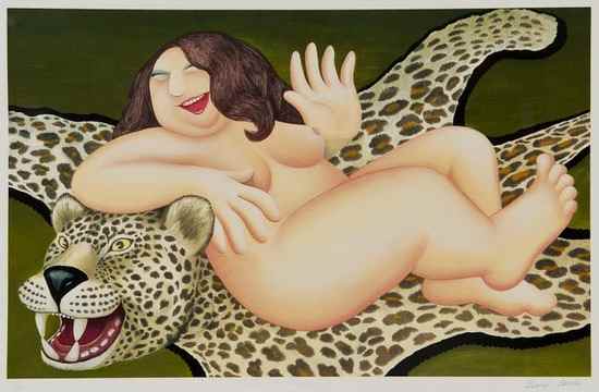 Appraisal: Beryl Cook - Nude on a Leopardskin lithograph printed in