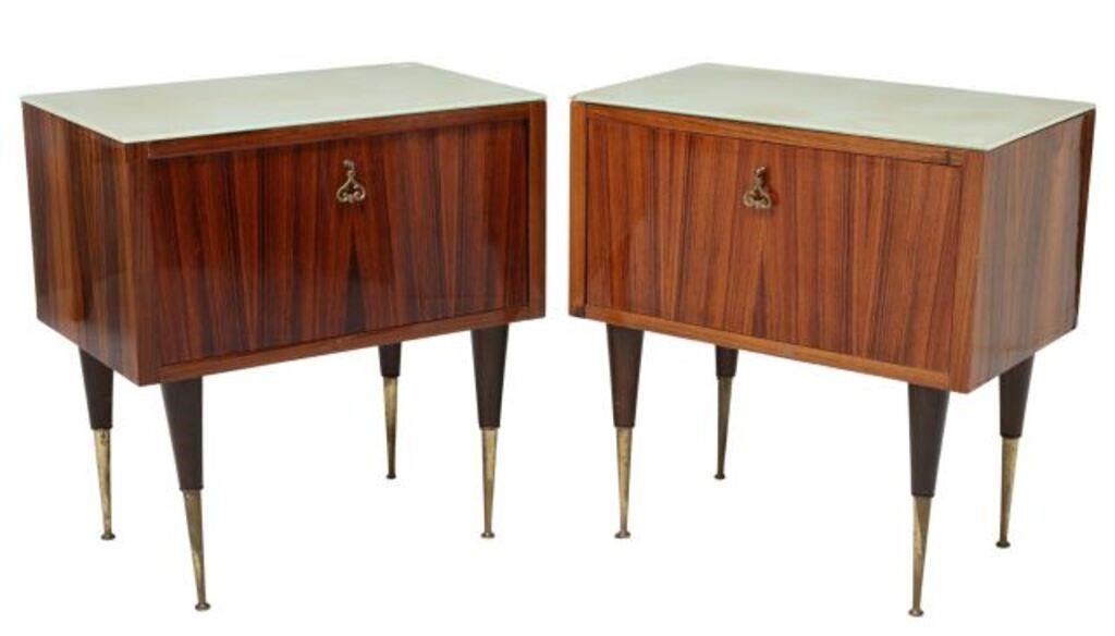 Appraisal: pair Italian mid-century modern rosewood nightstands c s having reverse