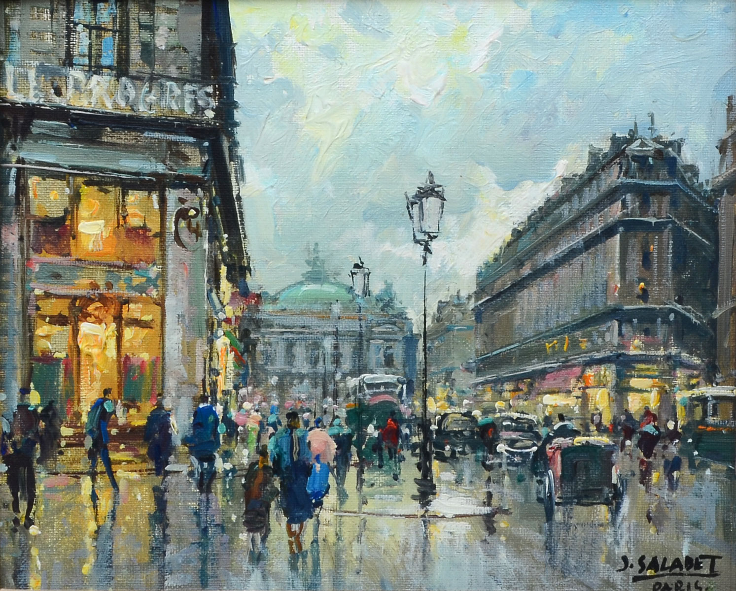 Appraisal: SALABET Jean French - Paris Street Scene Oil Canvas ''