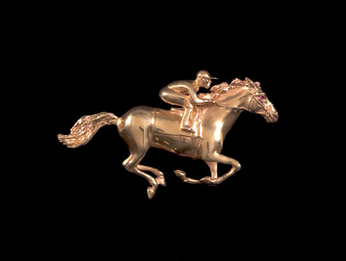 Appraisal: K yellow gold race horse and jockey pin approx dwt