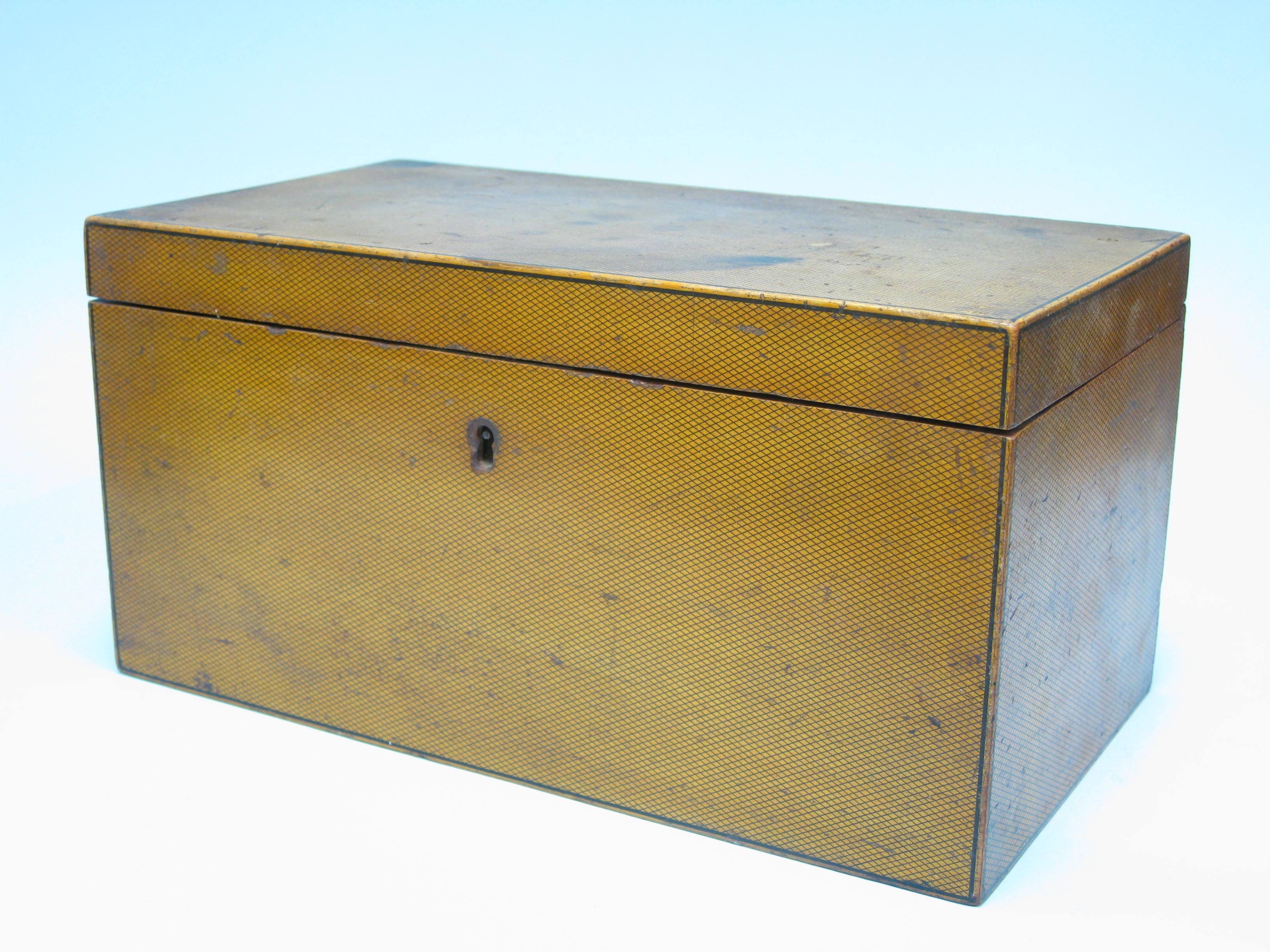 Appraisal: An early th Century rectangular Scottish Tea Caddy with black