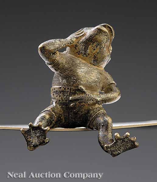 Appraisal: An American or English Painted Bronze Frog early th c