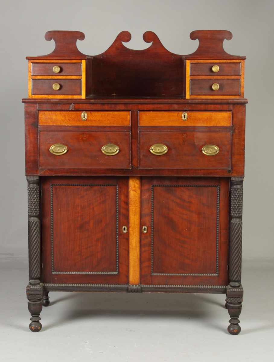 Appraisal: Early Country Sheraton Side Cabinet Flame cherry bird's eye maple