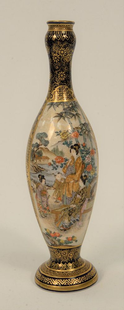 Appraisal: Tall Japanese Satsuma vases having gilt decorated blue ground one