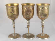 Appraisal: Three Russian metal goblets each with plaques of the Imperial