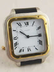 Appraisal: A Cartier Santos quartz alarm clock approx x cm in