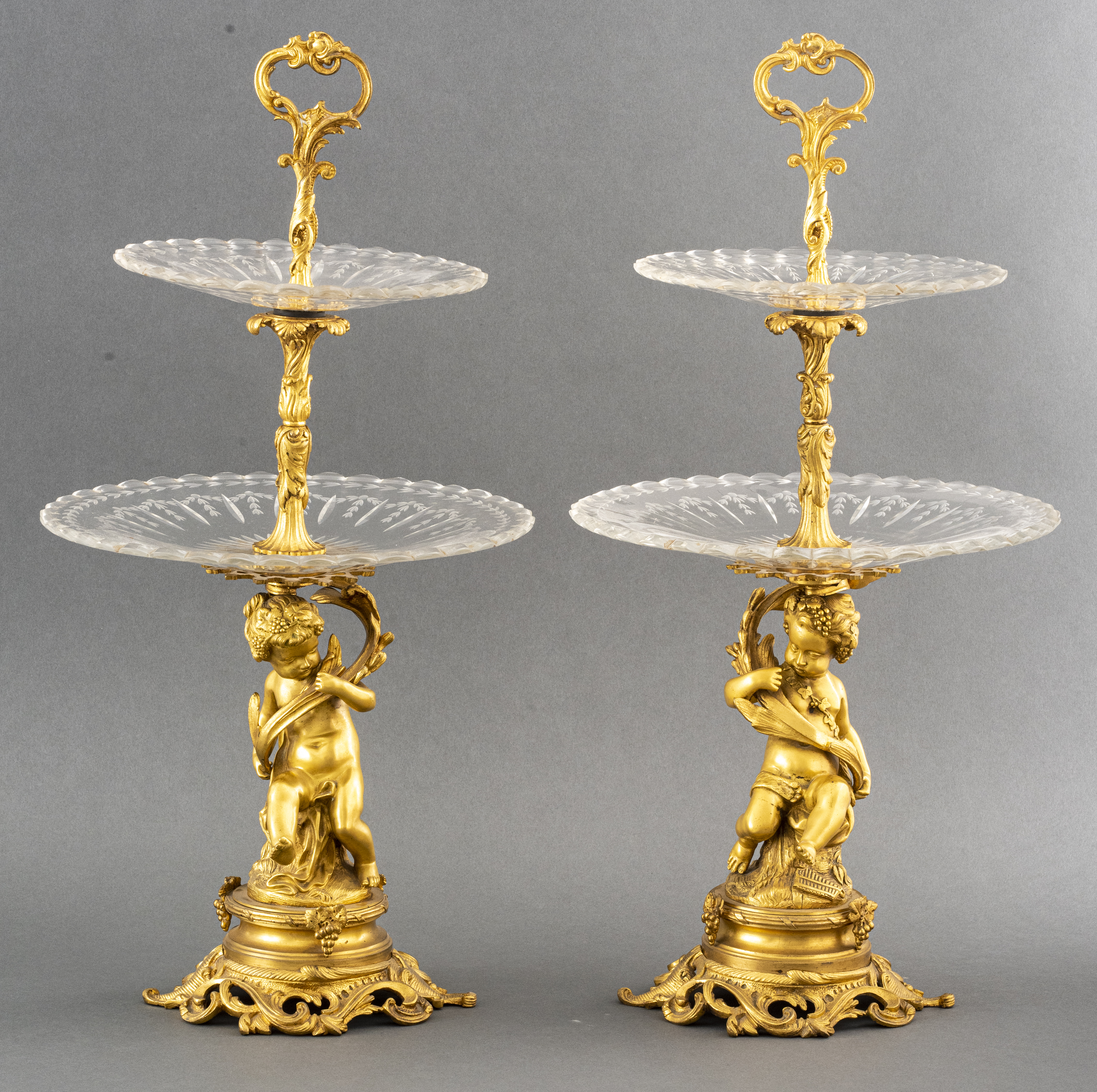 Appraisal: FRENCH BAROQUE REVIVAL ORMOLU DESSERT STANDS PR French Baroque revival