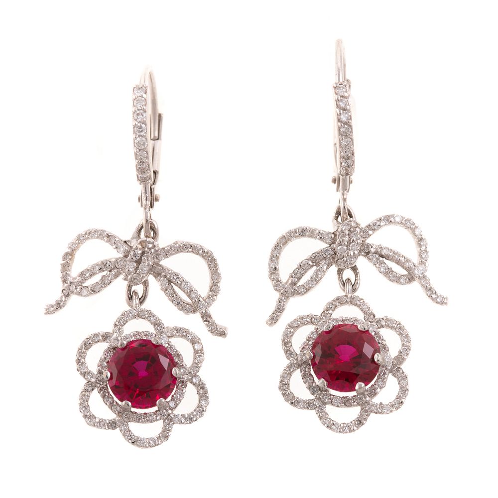 Appraisal: A Pair of K Rubellite Tourmaline Earrings K white gold