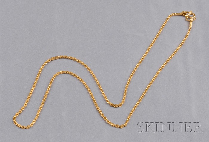 Appraisal: High Karat Gold Chain composed of rectangular trace links dwt