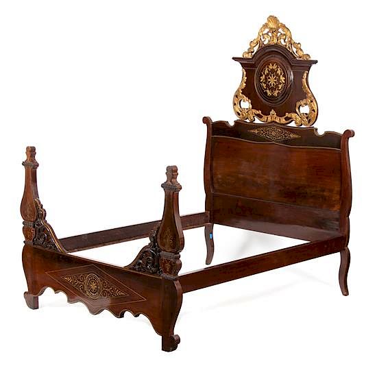 Appraisal: A Napoleon III Gilt Bronze Mounted Mahogany Bed Height x