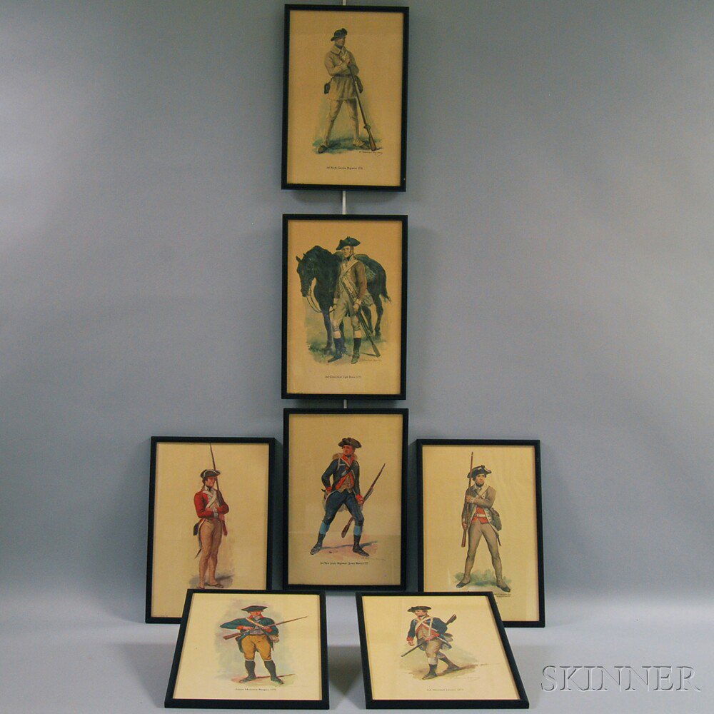 Appraisal: Set of Seven Framed Raymond Desvarreux-Larpenteur Military Uniform Prints published