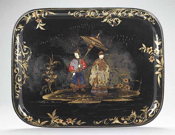 Appraisal: A Good Antique Chinoiserie T le Peinte Tray probably English