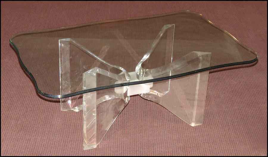 Appraisal: LUCITE AND GLASS COCKTAIL TABLE H '' W '' D