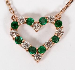 Appraisal: CT EMERALD AND DIAMOND NECKLACE L A ct emerald and