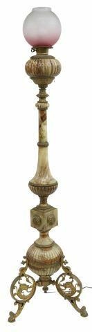 Appraisal: Victorian late th century piano lamp the shaped onyx standard