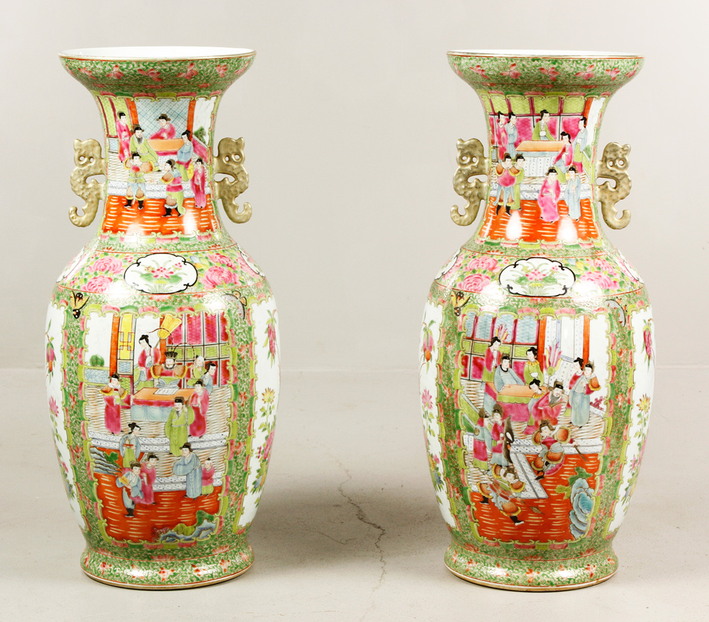 Appraisal: - Pr Chinese Rose Medallion Vases Pair of antique Chinese