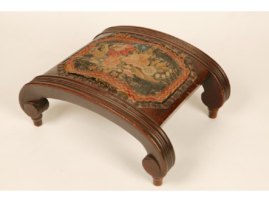 Appraisal: A REGENCY MAHOGANY FOOTSTOOL of Grecian form retaining the original