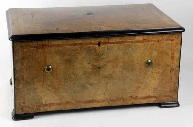 Appraisal: A th Century Swiss musical box the walnut case with