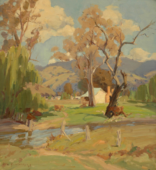 Appraisal: Max Middleton born Homestead by the River oil on canvas