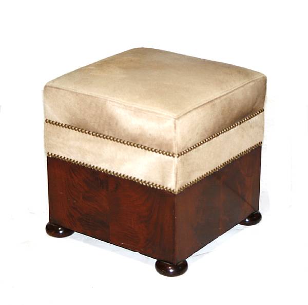 Appraisal: An English mahogany and leather upholstered stool th century height