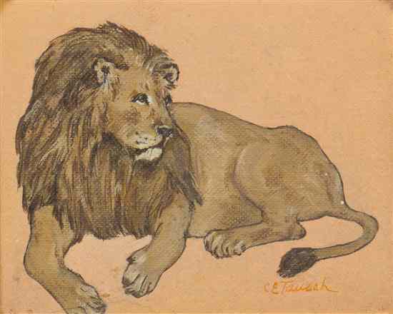 Appraisal: C E Tausch th century Lion oil on canvas signed