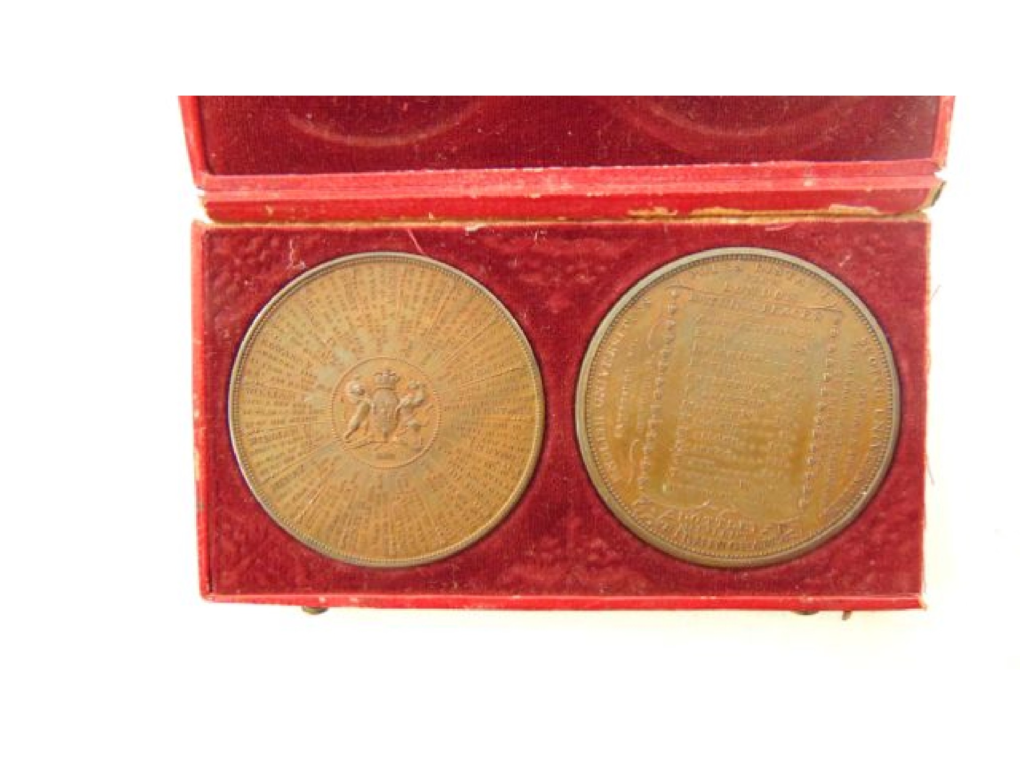 Appraisal: Two cased bronze medallions - Chronology of the reigns of