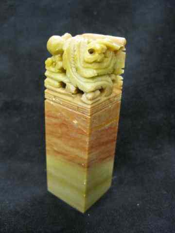 Appraisal: Chinese Carved Soapstone Wax Seal carved pheonix at top ''