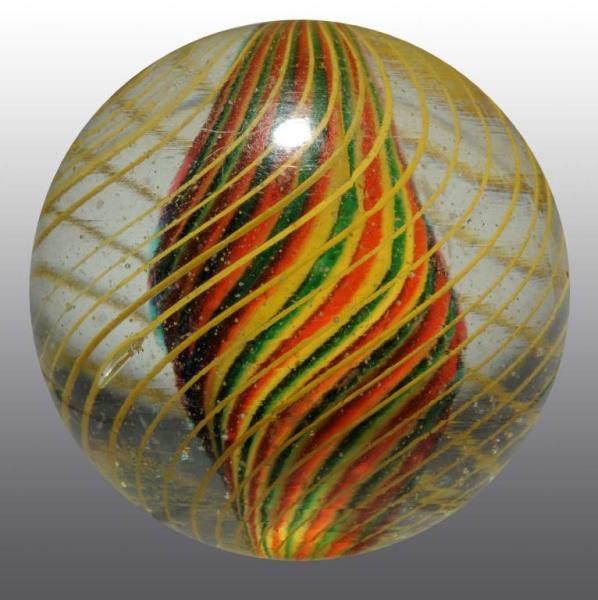 Appraisal: Solid Core Swirl Marble Description Yellow green and red with