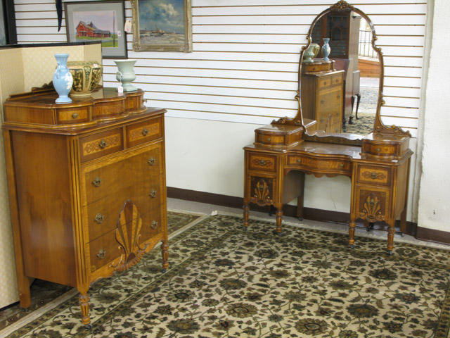 Appraisal: TWO-PIECE WALNUT MAHOGANY AND TIGER MAPLE BEDROOM SET American c