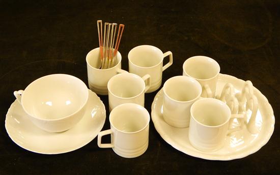 Appraisal: Japanese porcelain cups and plates with five stainless steel demitasse