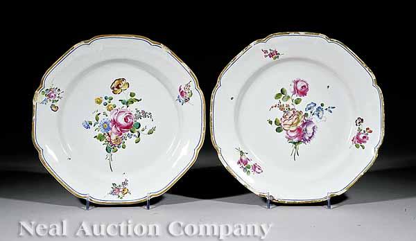 Appraisal: Two Good French Faience Plates mid- th c Sceaux with